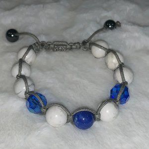 Basha Bracelet Positive Energy Beaded Blue and White